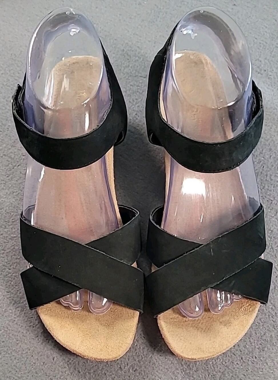 Bjorndal Darcy Leather Wedge Sandals Black 8M